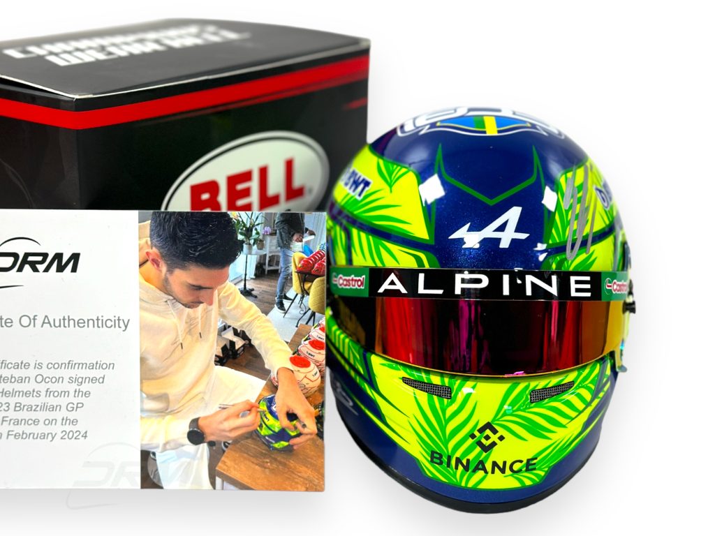 Signed Esteban Ocon 2023 Brazil GP Alpine Bell 1:2 Helmet